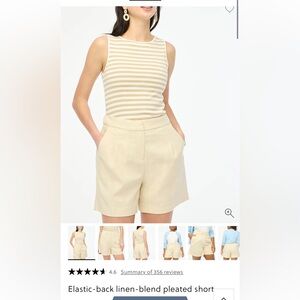 J. Crew Factory Elastic-back linen-blend pleated short size 14 - NWT